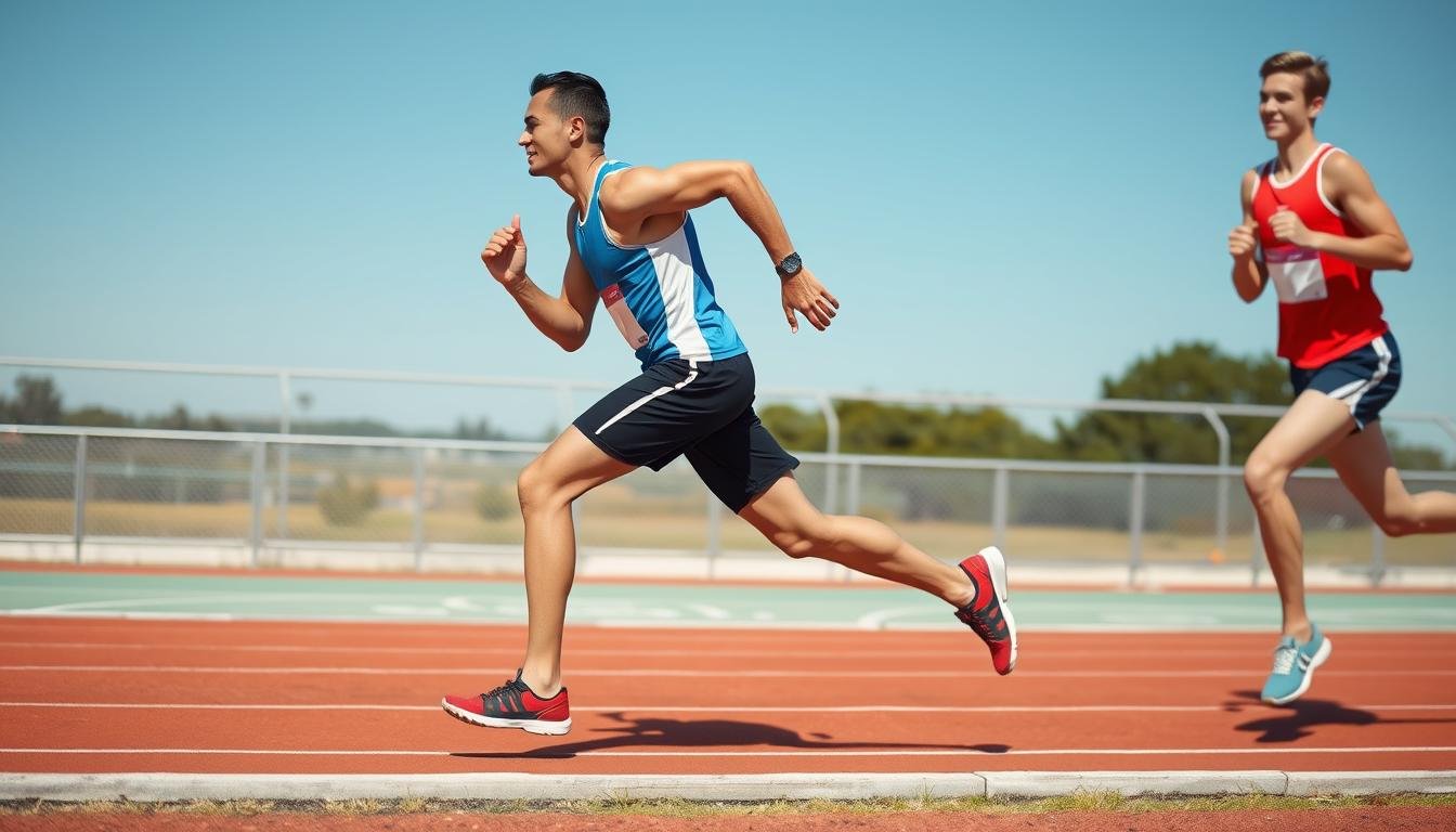 Atlet lari jarak menengah dengan teknik dasar lari jarak menengah untuk pemula yang benar