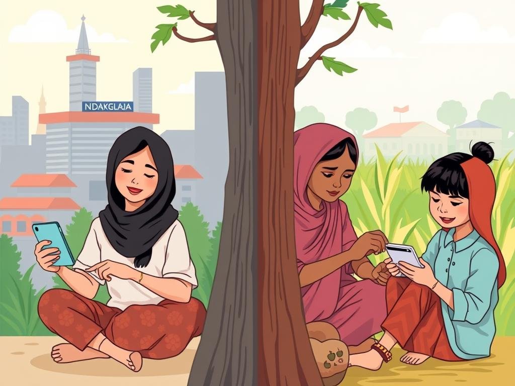 Ilustrasi kesenjangan literasi digital di Indonesia