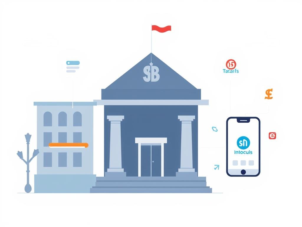 Ilustrasi kolaborasi bank tradisional dengan Dompet Digital Indonesia