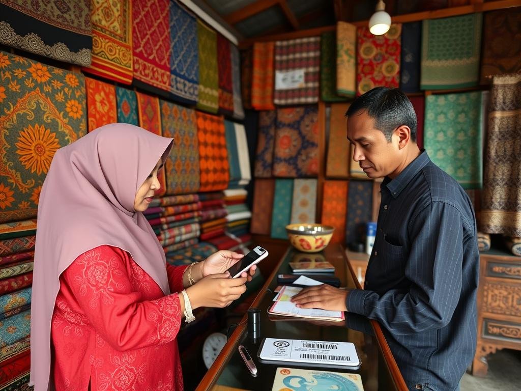 Toko batik UMKM menggunakan Dompet Digital Indonesia